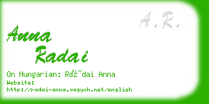 anna radai business card